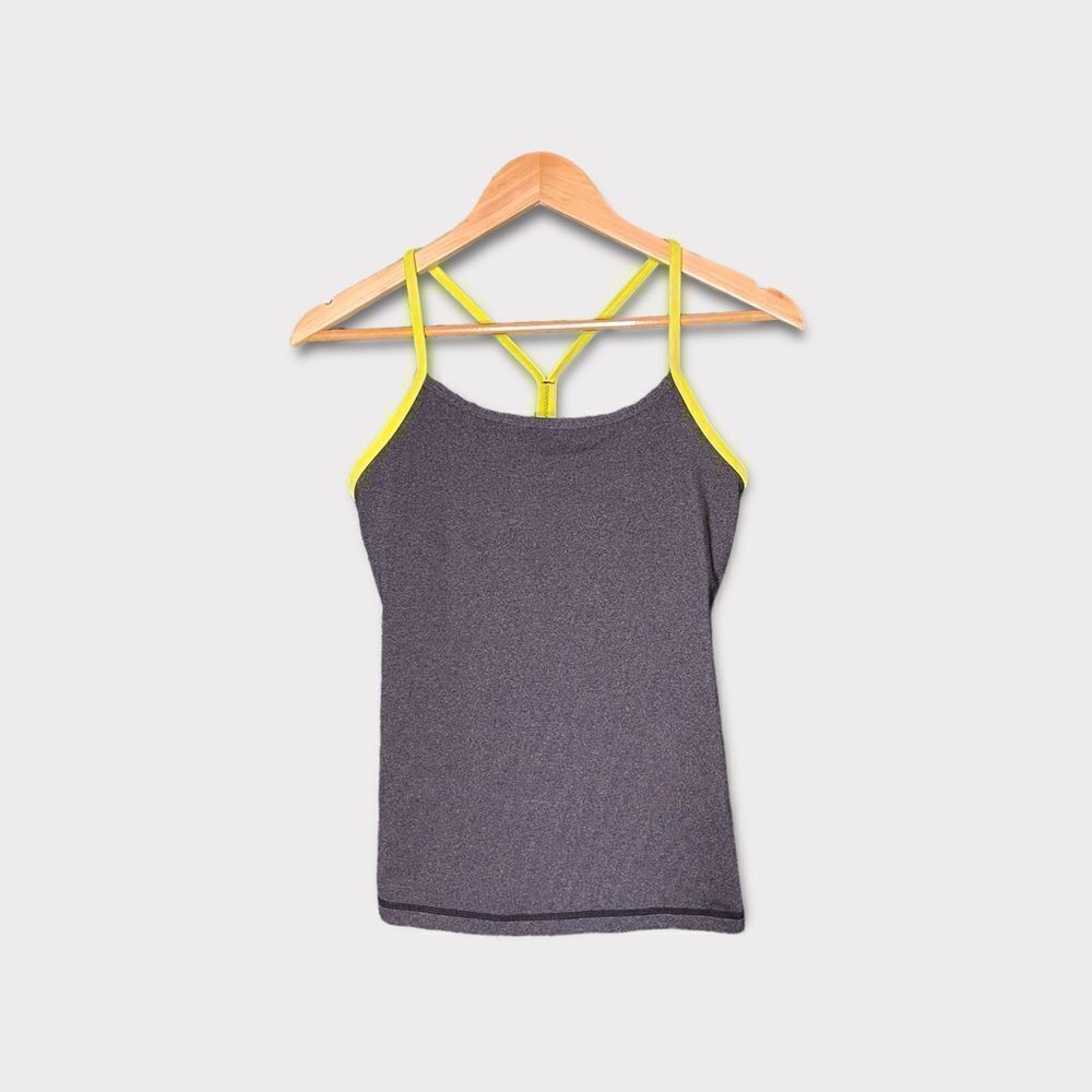 Lululemon Grey and Neon Yellow Sports Bra Top Sz 8